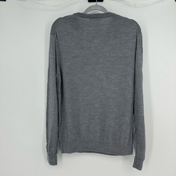 Hart Schaffner Marx Mens M Wool Sweater V-Neck Grey Minimalist Neutral - Picture 8 of 11